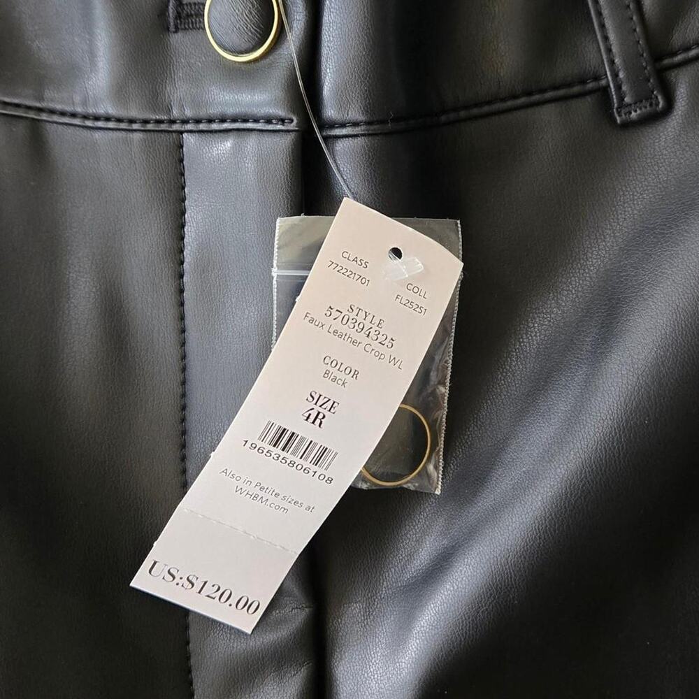 new whbm Black faux leather wide leg pants 4 - Picture 7 of 7